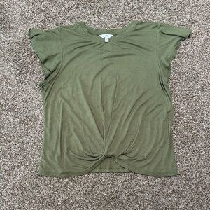 Time and Tru Short Sleeve Olive Top
